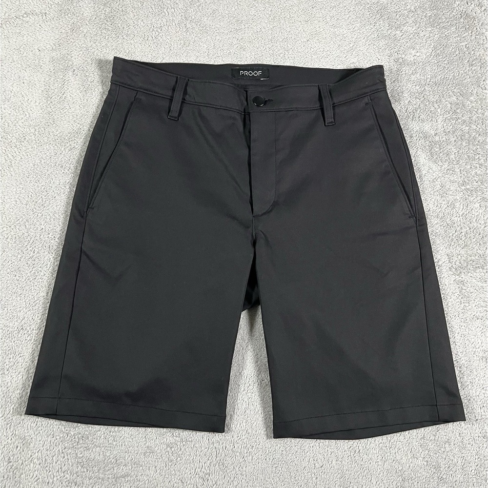 Proof Nomad Shorts Mens 31 Black Huckberry Water Resistant Travel 9" Inseam